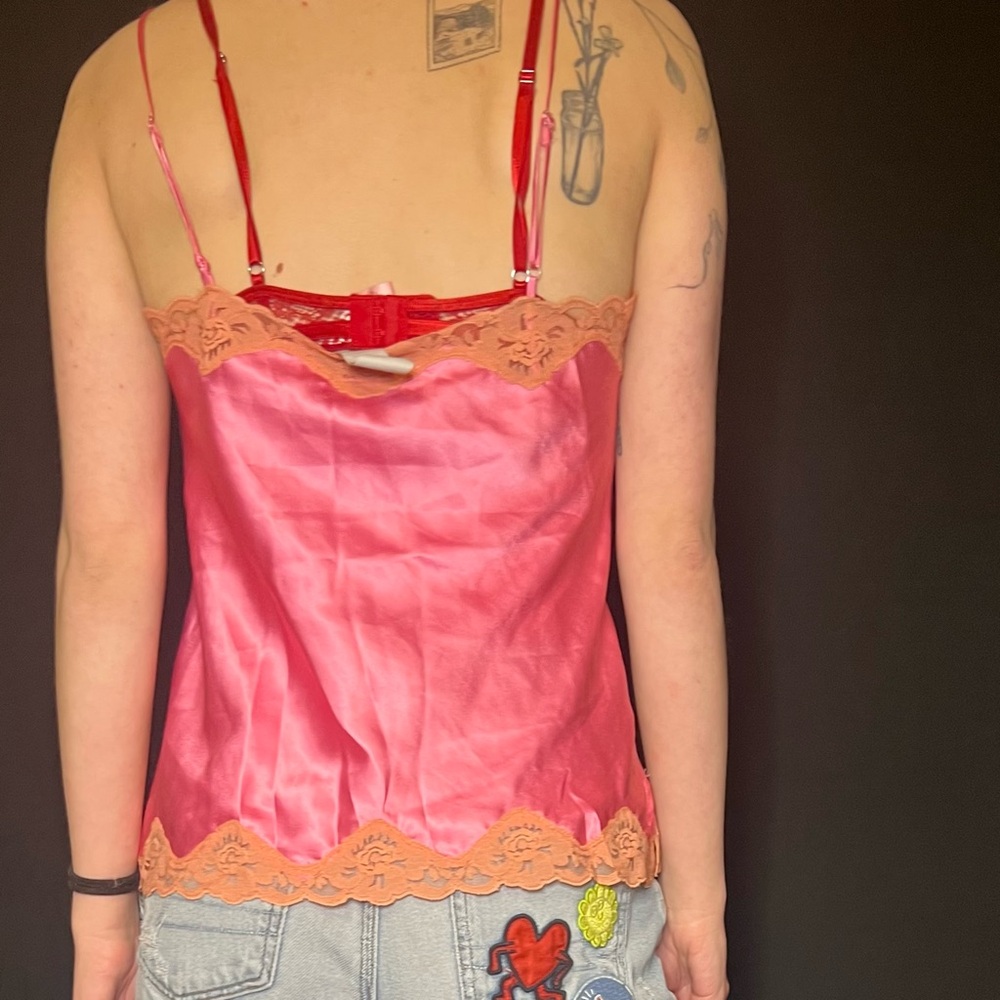 La senza y2k orange and hot pink crop satin tank top - Picture 4 of 6